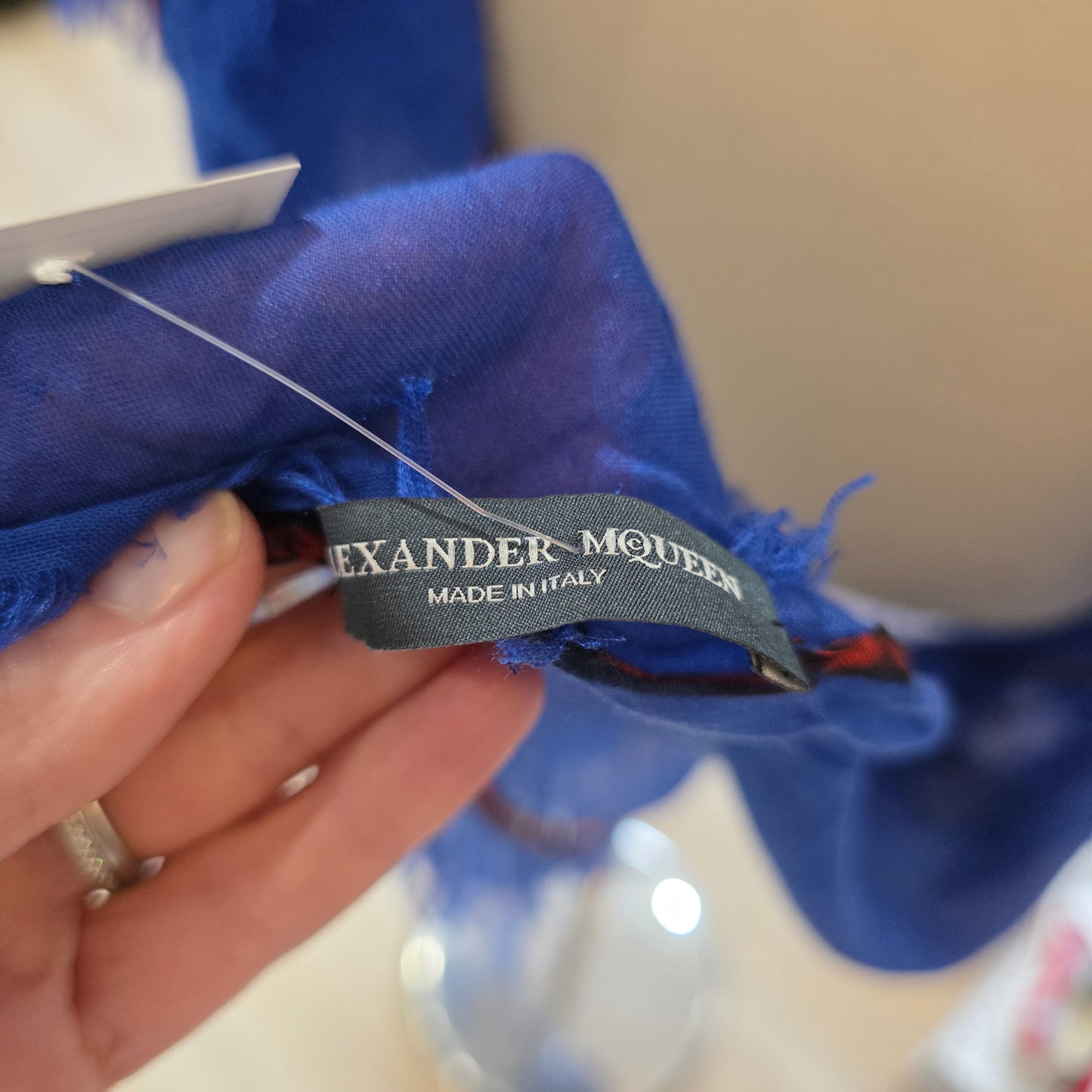 Alexander McQueen Blue Stained Glass Fringed Shawl