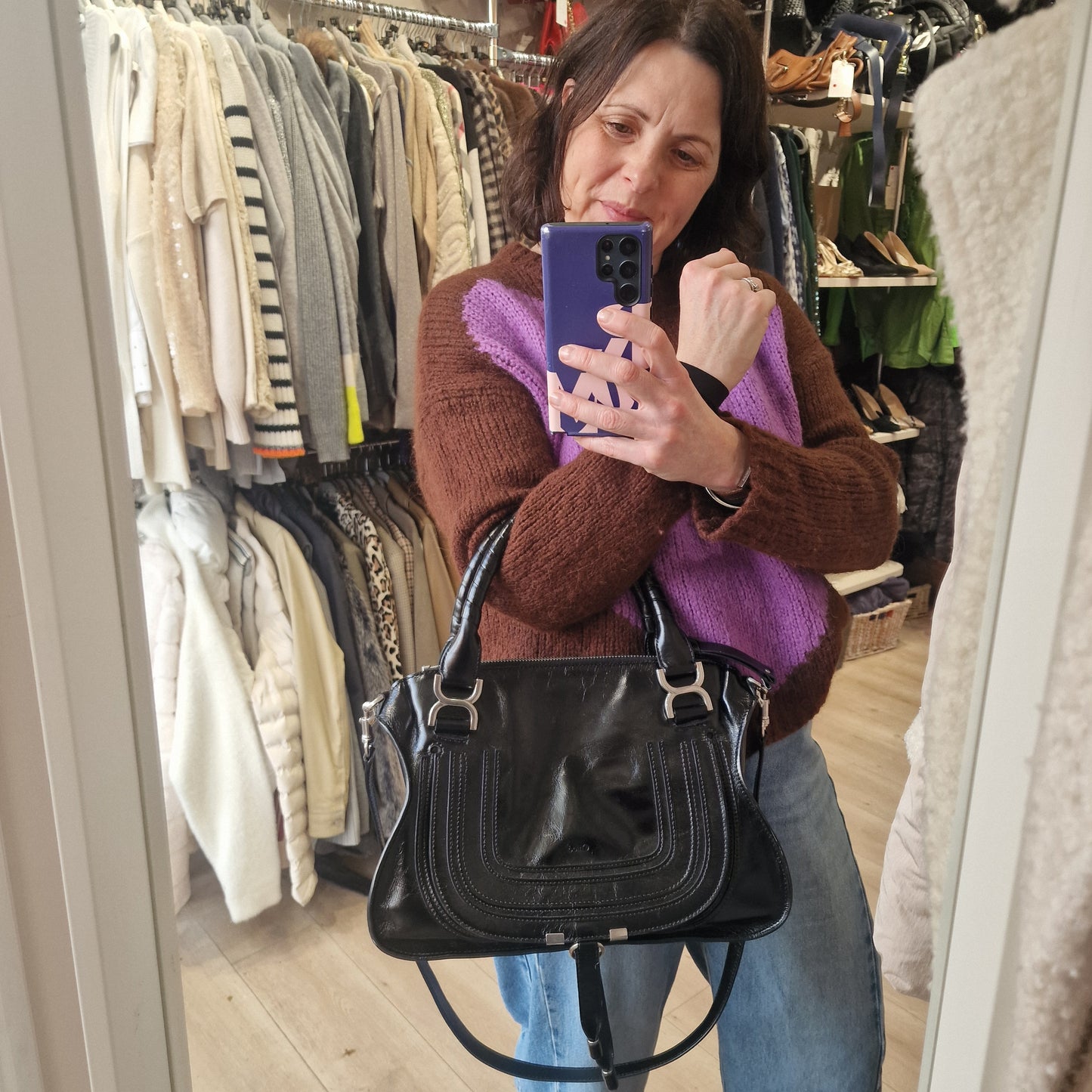 Chloe Marcie Black Leather Bag