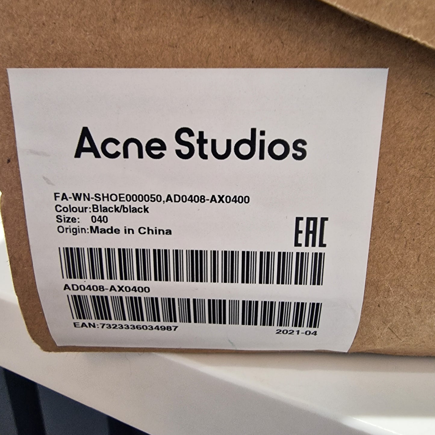 Acne Black Square Toe Sandals - EU 40