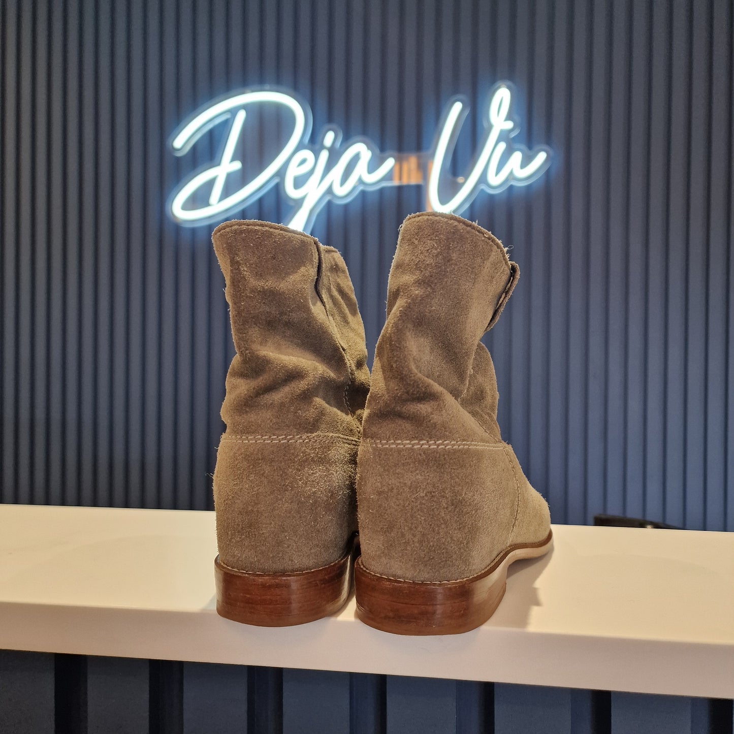 Isabel Marant Etoile Green Suede Ankle Boots, Size 37/UK 4