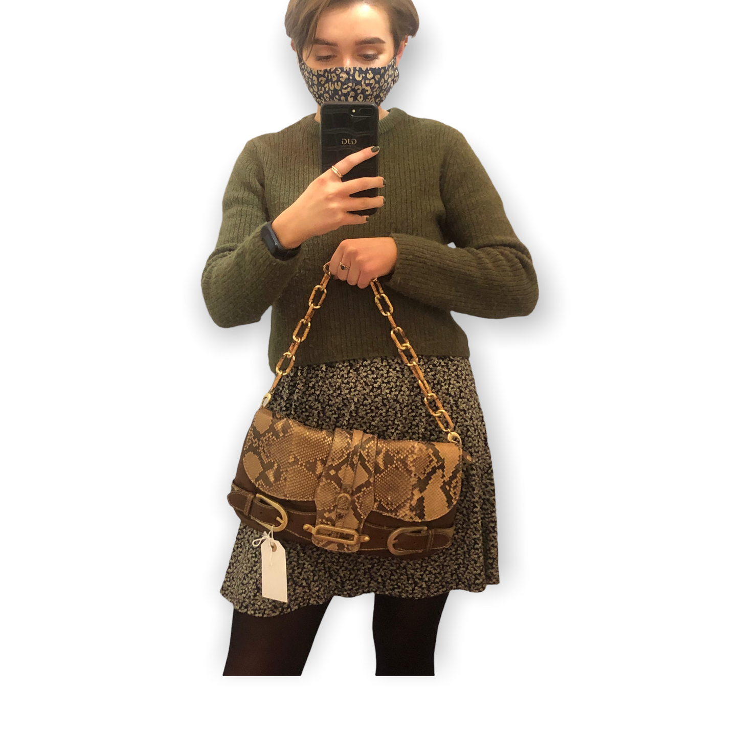 Jimmy Choo Snake Print and Tan Leather Bag