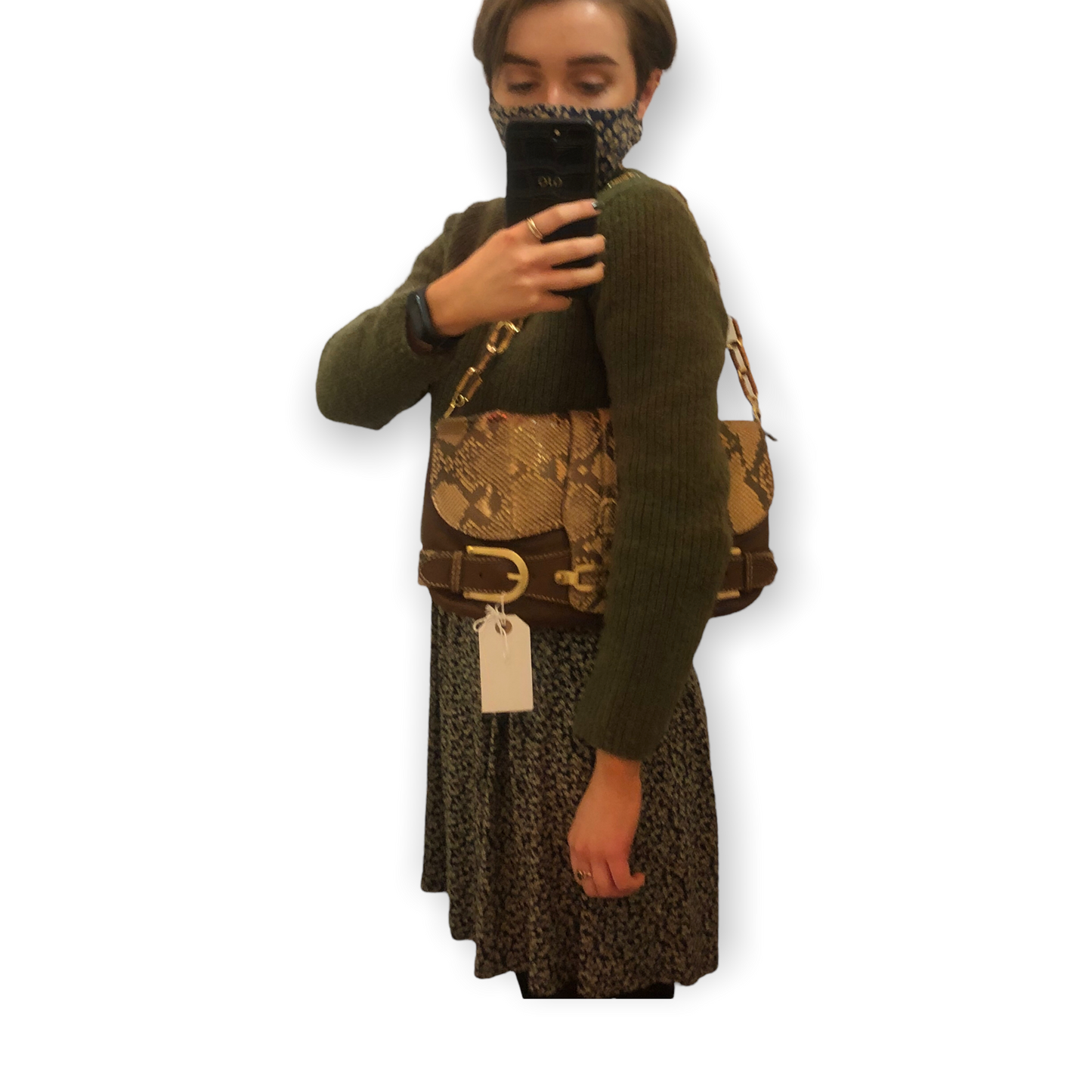 Jimmy Choo Snake Print and Tan Leather Bag