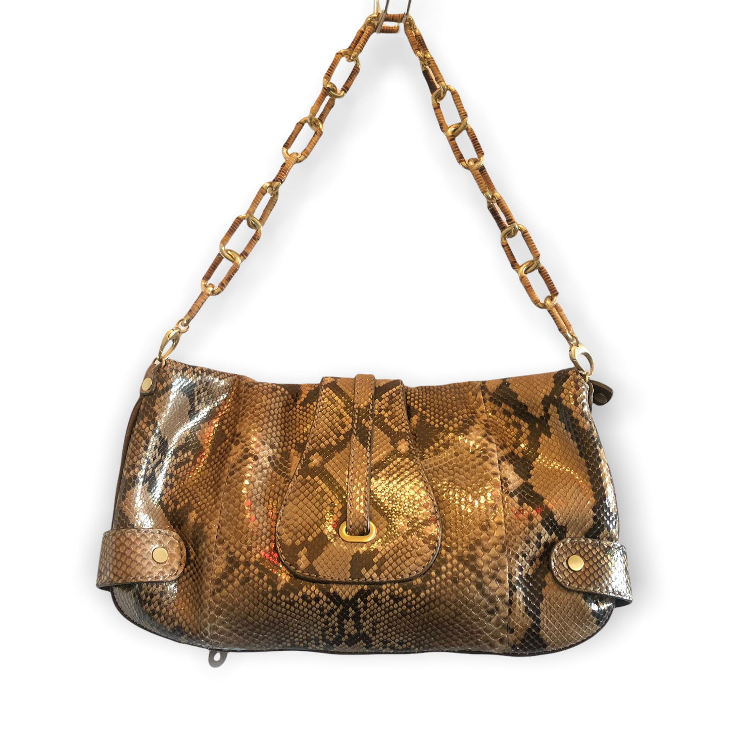 Jimmy Choo Snake Print and Tan Leather Bag