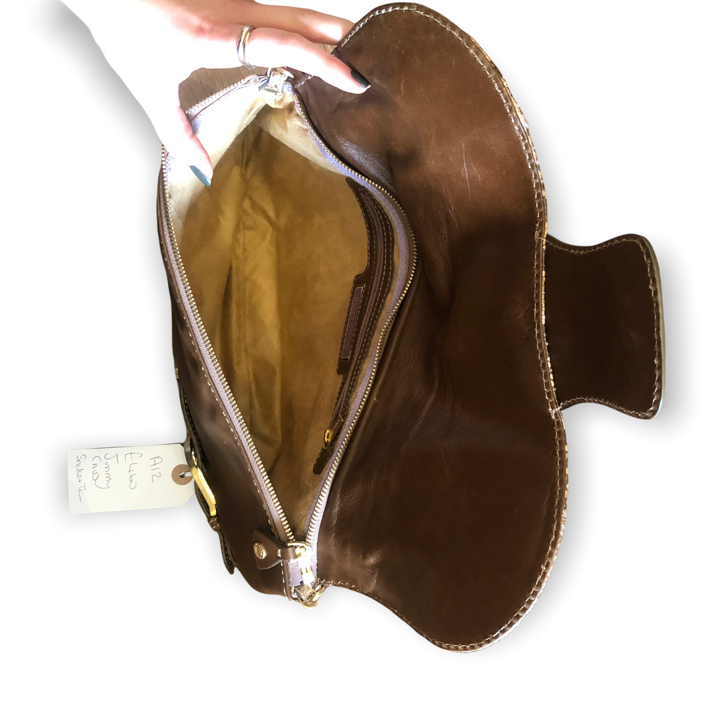 Jimmy Choo Snake Print and Tan Leather Bag