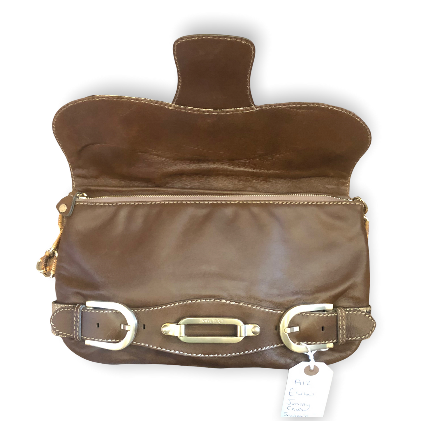 Jimmy Choo Snake Print and Tan Leather Bag