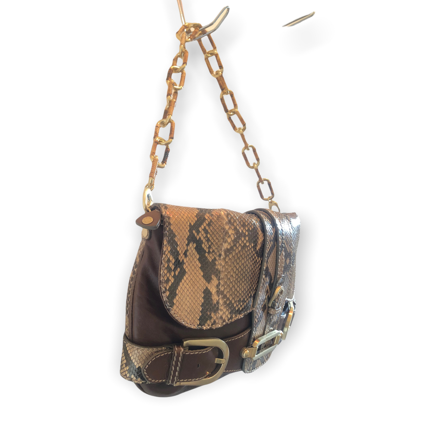 Jimmy Choo Snake Print and Tan Leather Bag