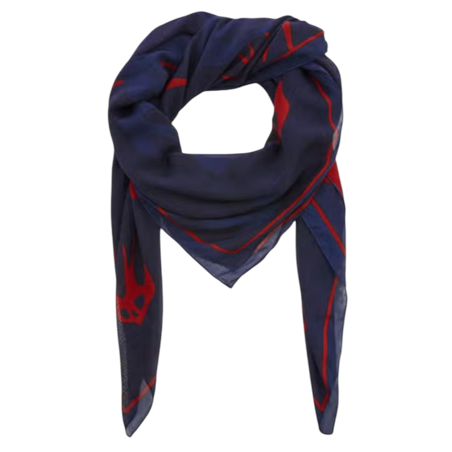 Alexander McQueen Swallow Swarm Scarf - Navy and Red