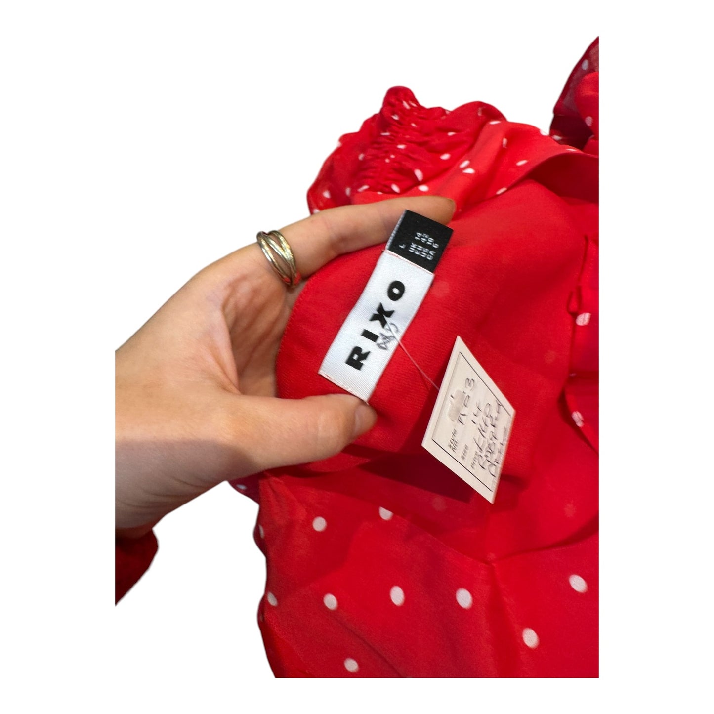 Rixo Rosheen Red Polka Dot Silk Blend Dress - 14