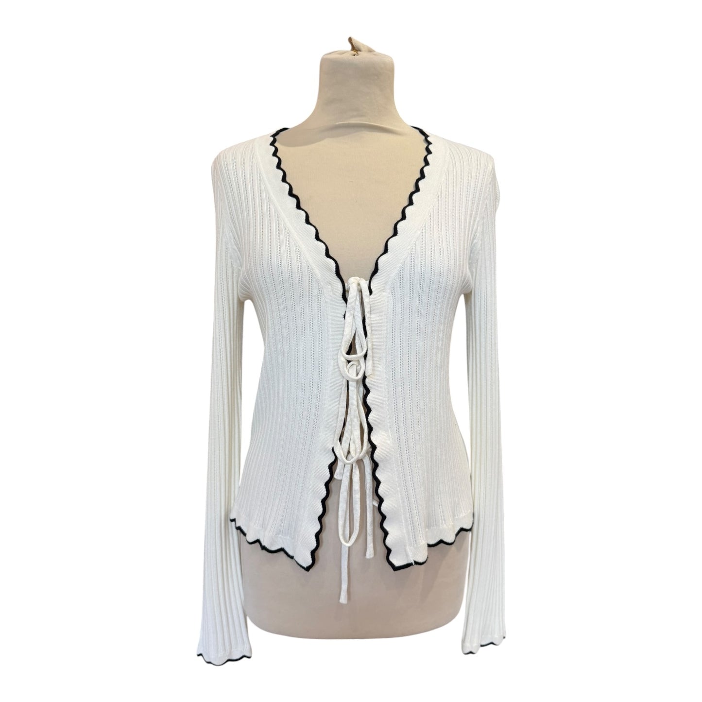 Anthropologie Cream and Black Cardigan - 8/10