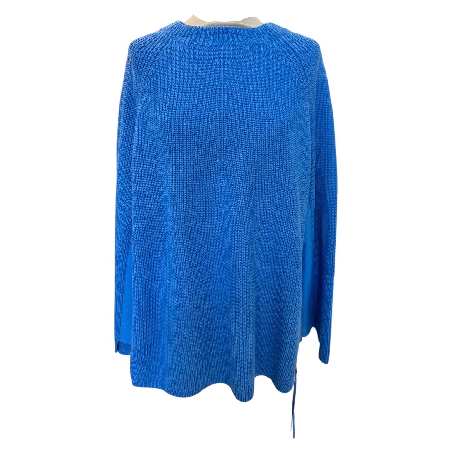 Oui Blue Cotton Rib Knit Sweater - 18