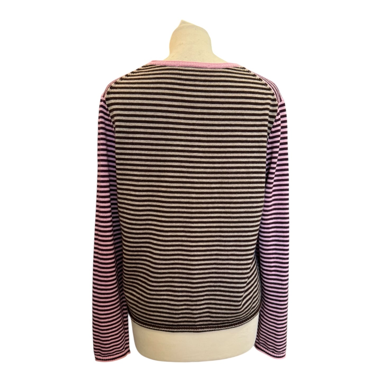 Wyse Josephine Pink and Burgundy Merino Wool Jumper - 10/12