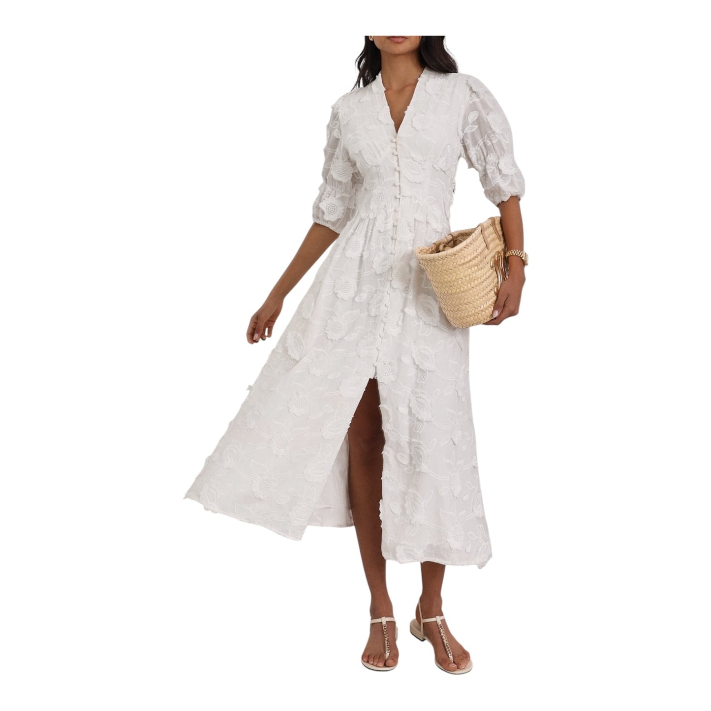 Vita Grace Sierra Embroidered Cotton Summer Day Dress - 8/10