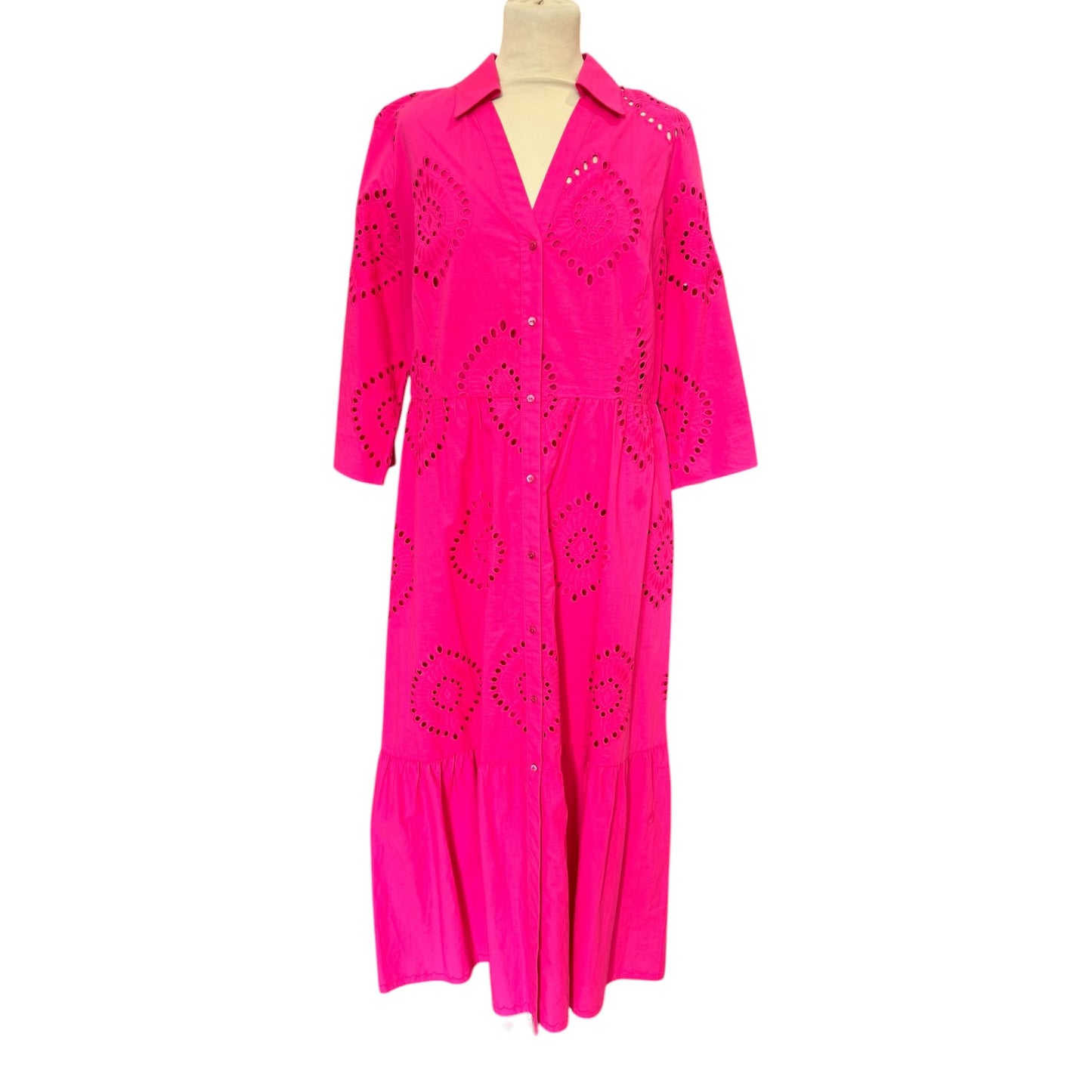 Penny Black Pink Broderie Anglaise Midi Dress - 14