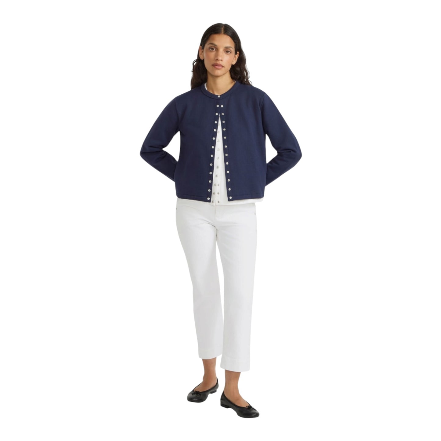Agnes B Navy Le Classique Snap Cardigan - 14/16