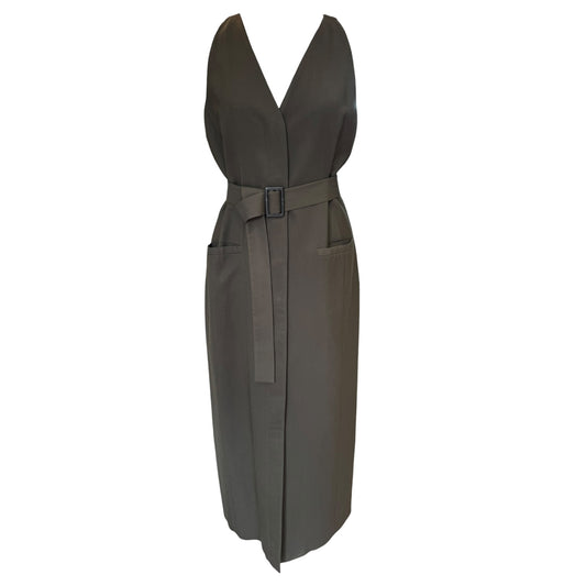 Massimo Dutti Khaki Midi Dress - 12