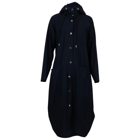 Naya Navy Tulip Hemline Hooded Mac Coat - One Size