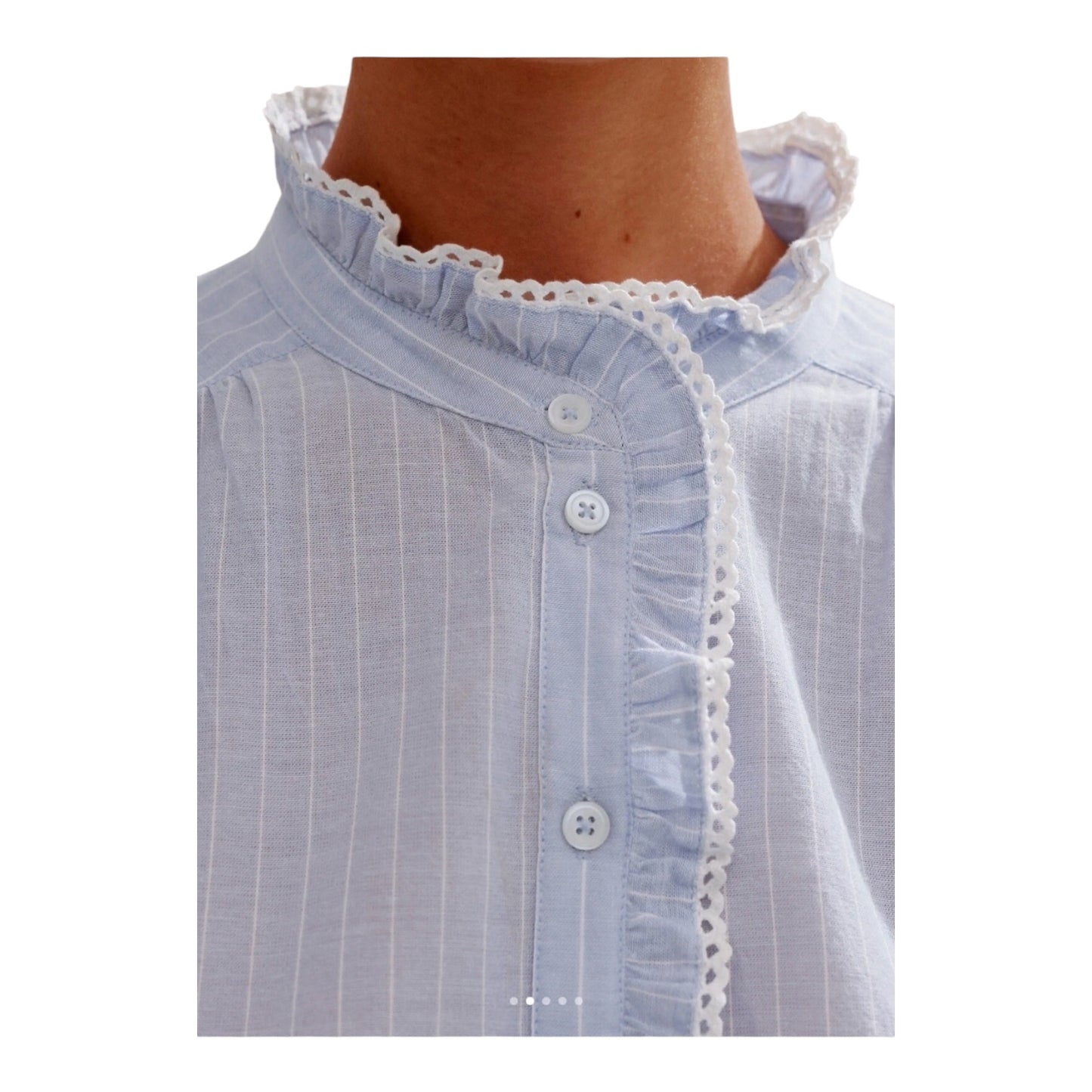 Me + Em Blue Stripe Cotton Voile Shirt - 16