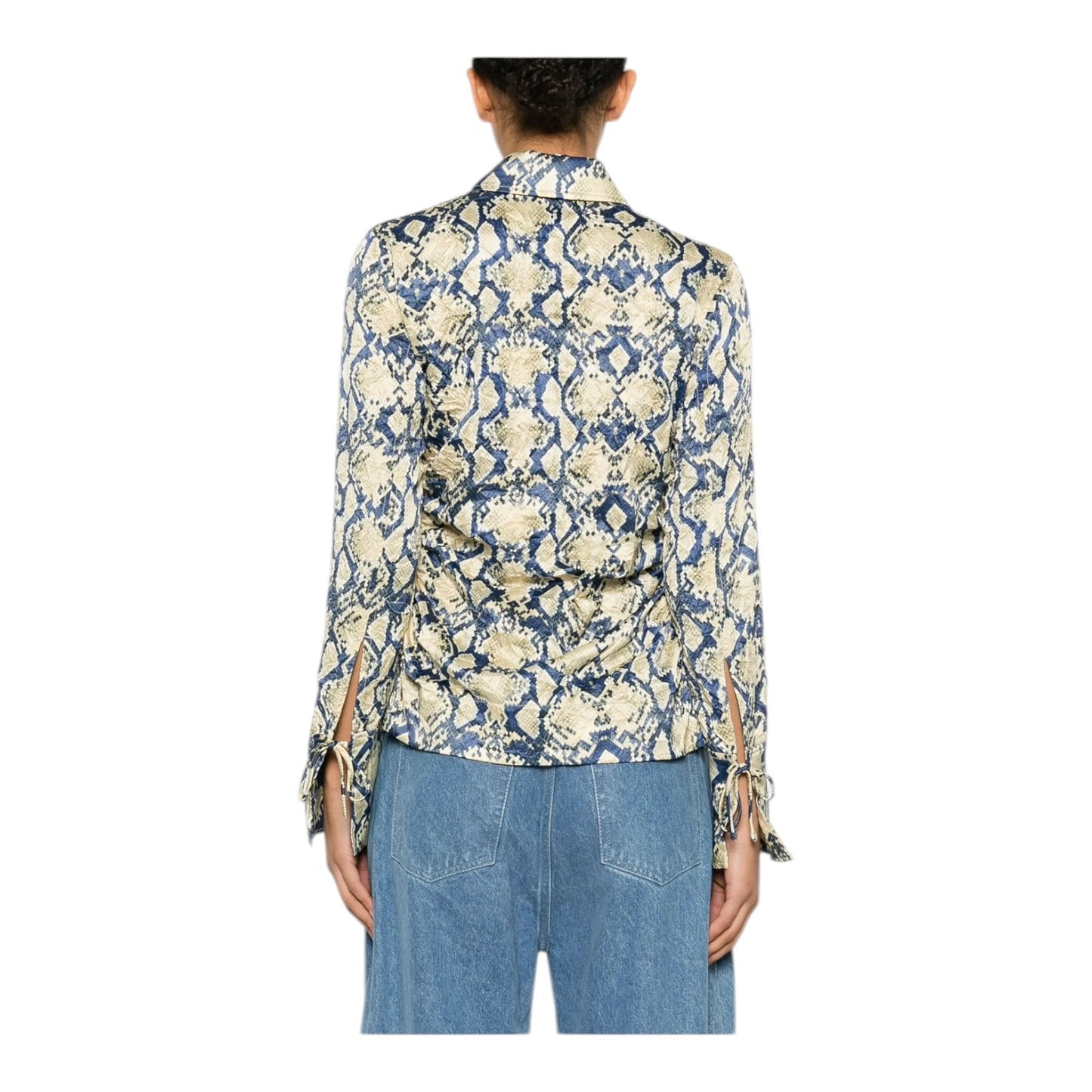 Ganni Snake Print Satin Shirt - 10