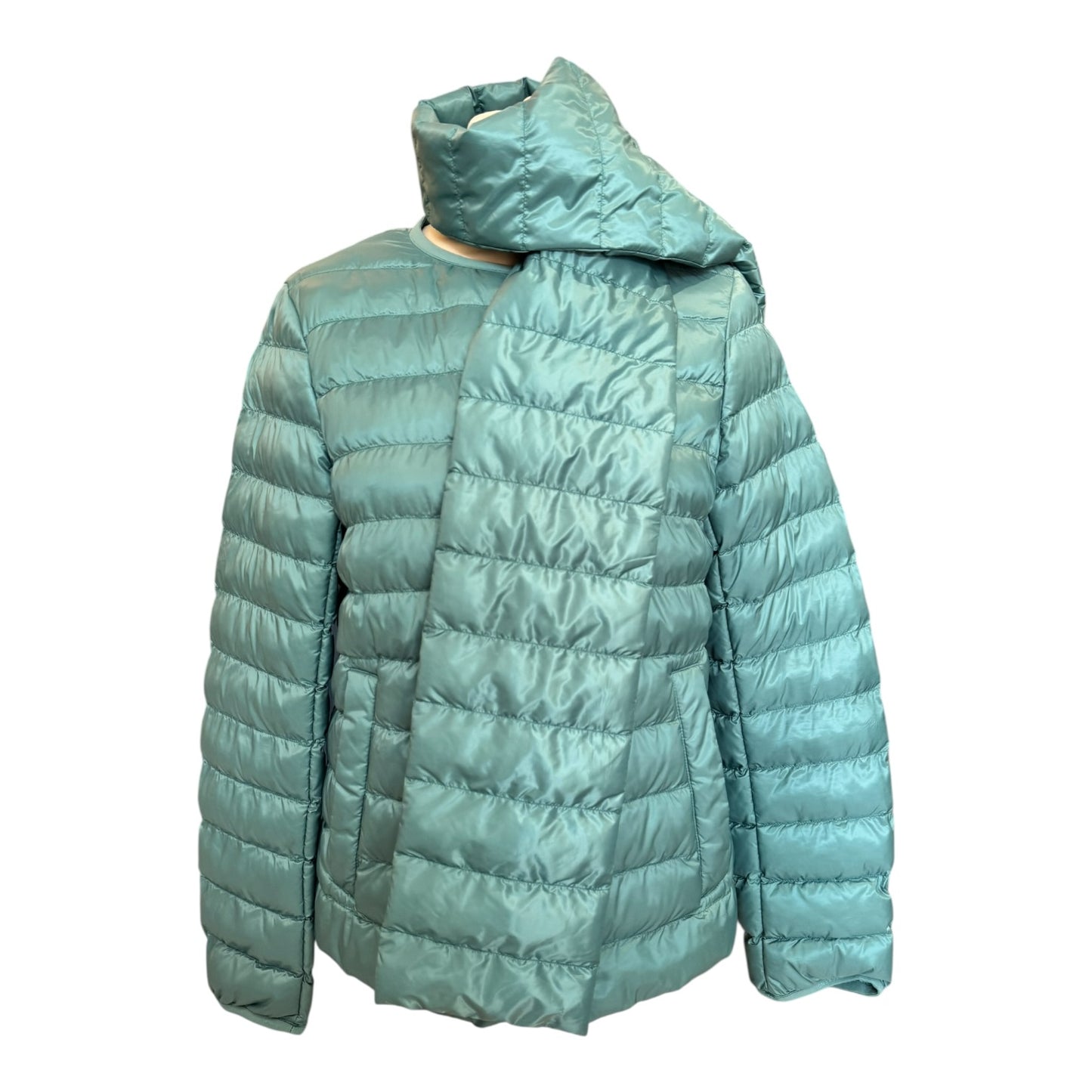 Weekend Max Mara Aqua Puffer Jacket with Scarf - 8/10