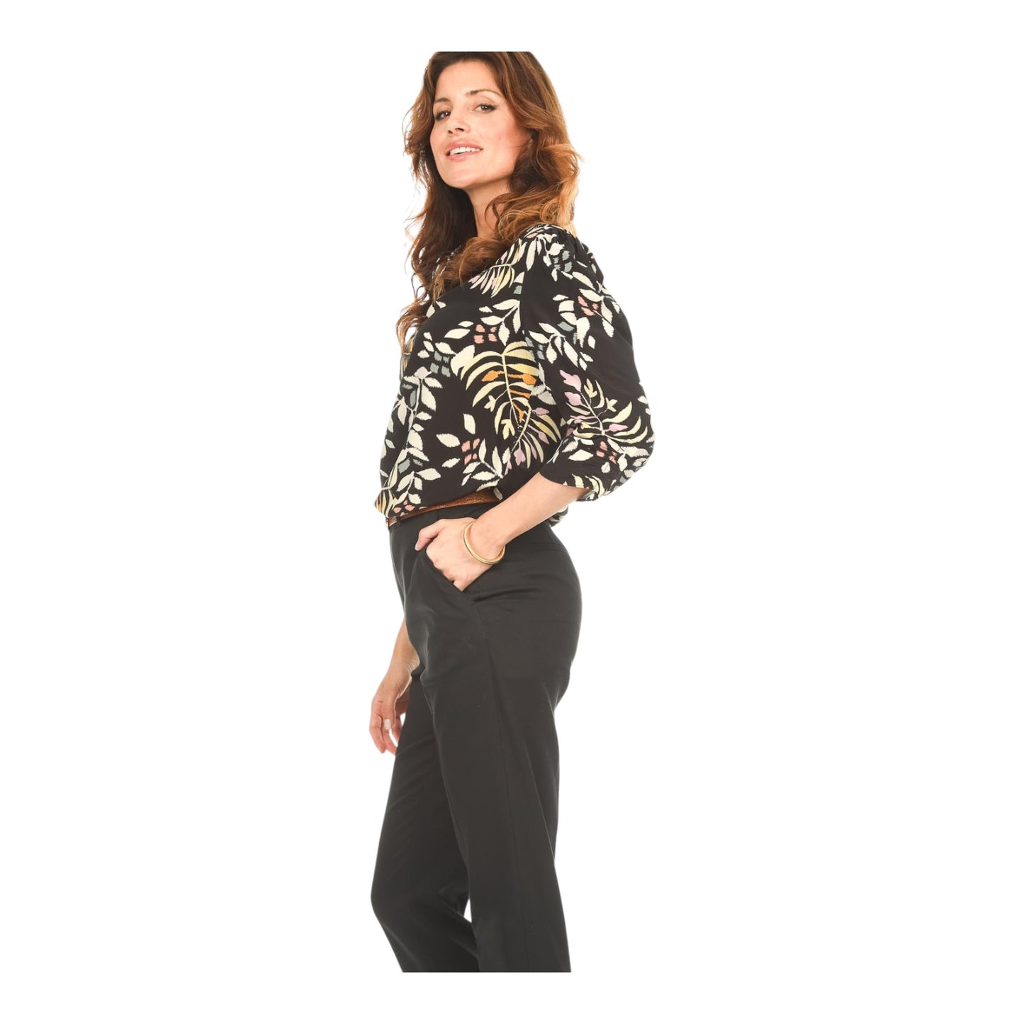 Ba&sh Black Leaf Print Top - 8/10