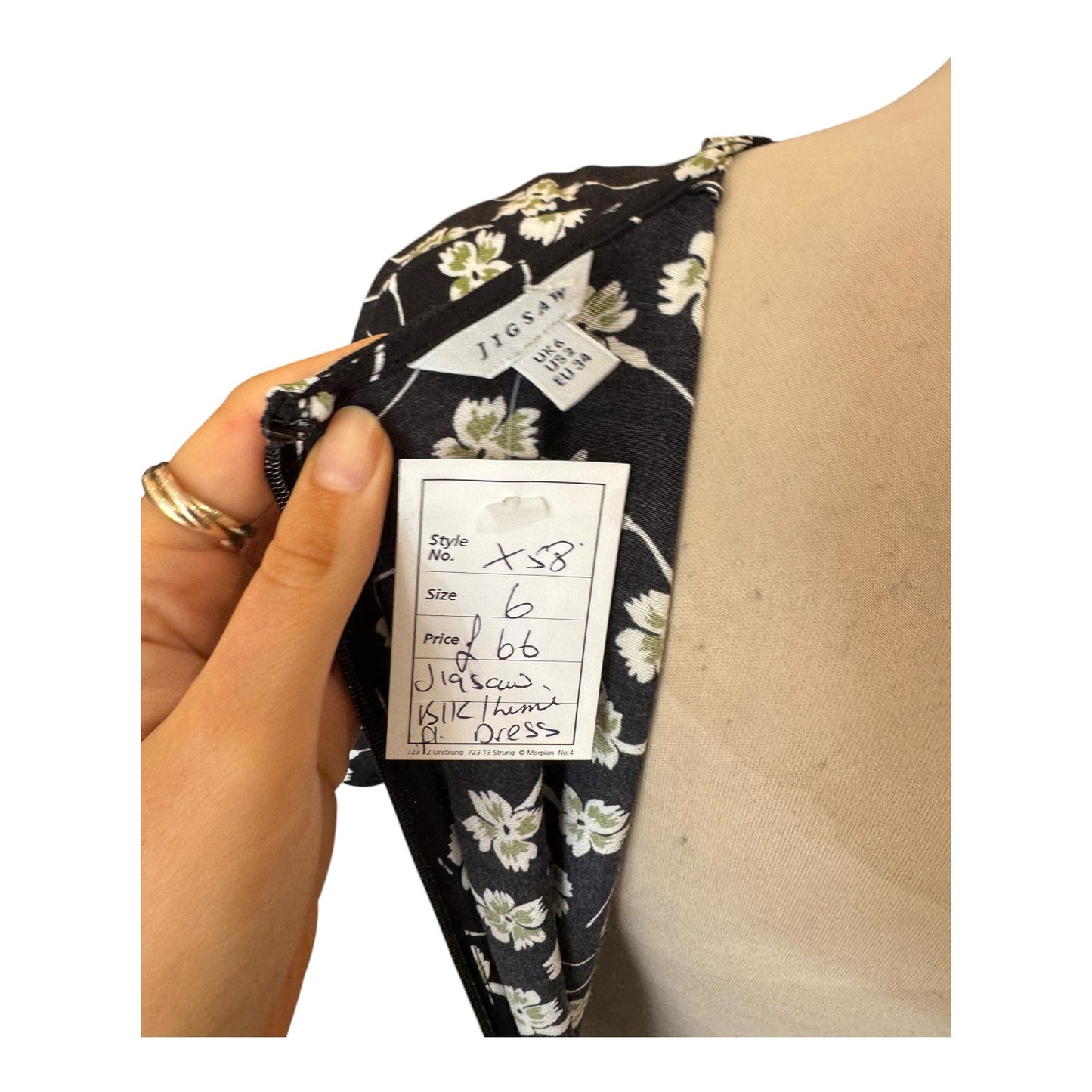 Jigsaw Black Floral Midi Dress - 6