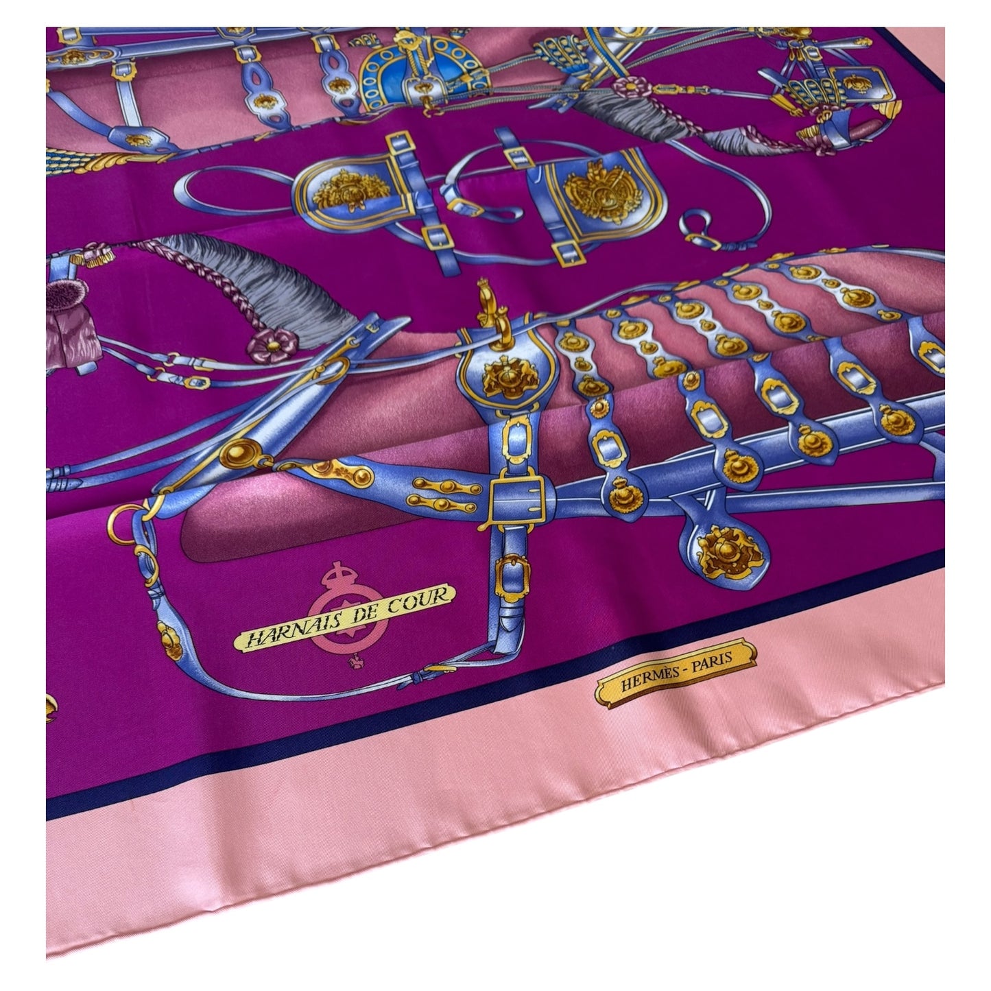 Hermès Purple Harnais De Cour Silk Scarf