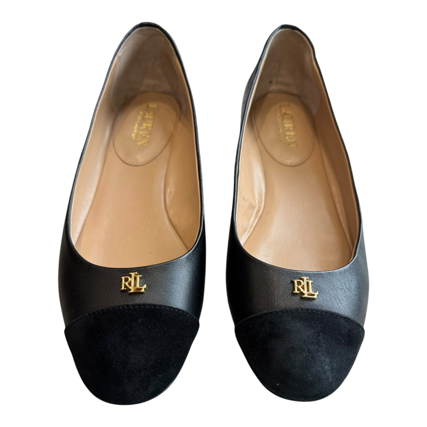 Ralph Lauren Black Leather and Suede Ballet Pumps - 38/5
