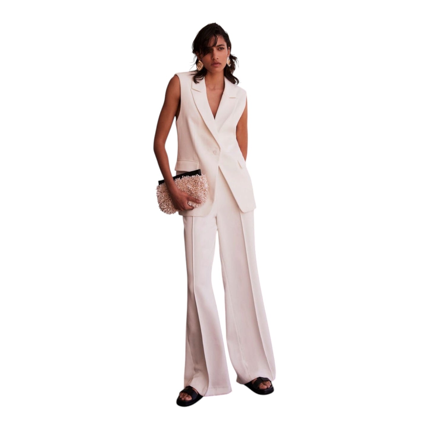 Mint Velvet  Longline Waistcoat in Ivory - 16 - NEW