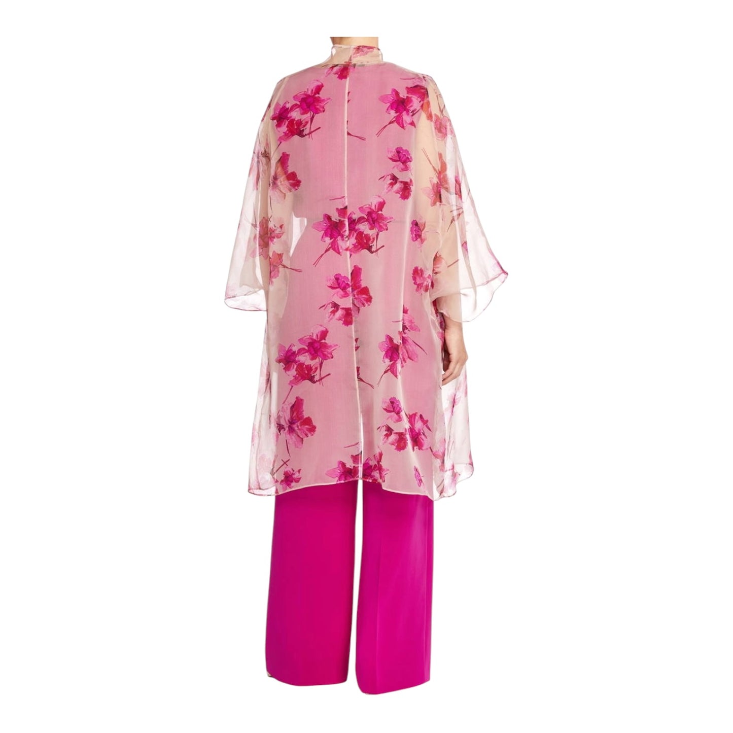 Marina Rinaldi Pink Floral Silk Duster Coat - 16 - NEW