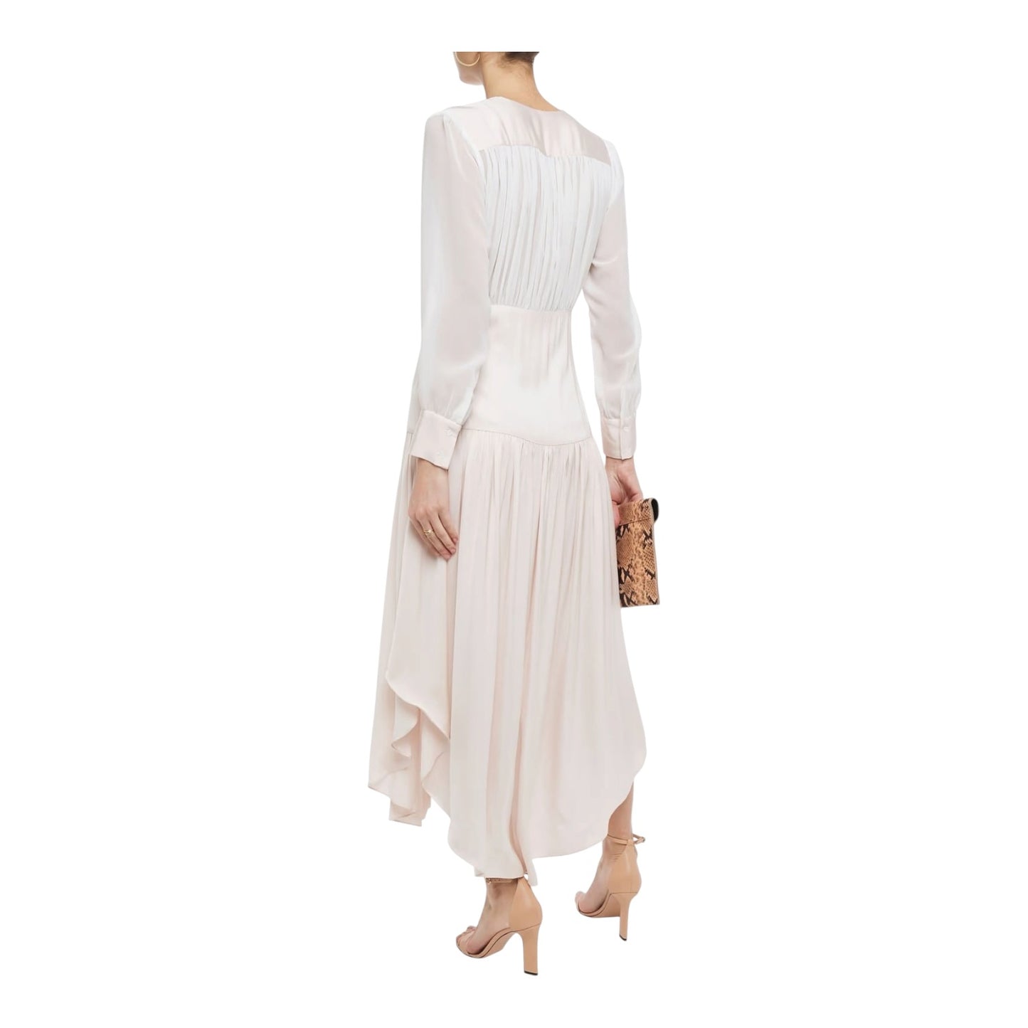 Sandro White and Blush Chiffon Panelled Dress - 12