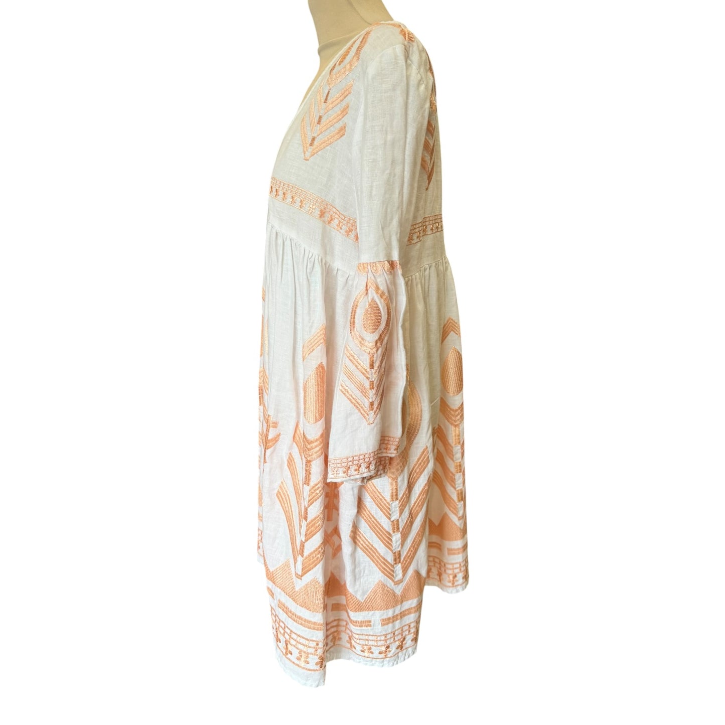 Greek Archaic Kori White and Rose Gold Mini Dress - 12