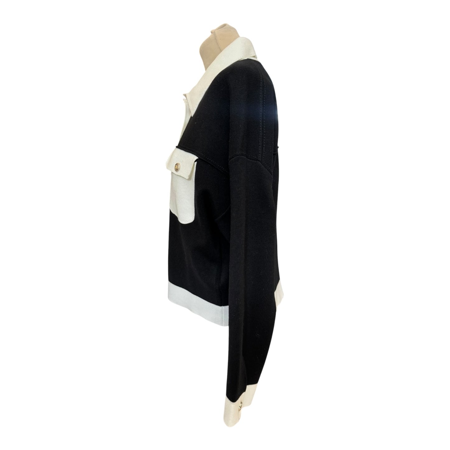Maje Black and White Knitted Cardigan - 12 - NEW