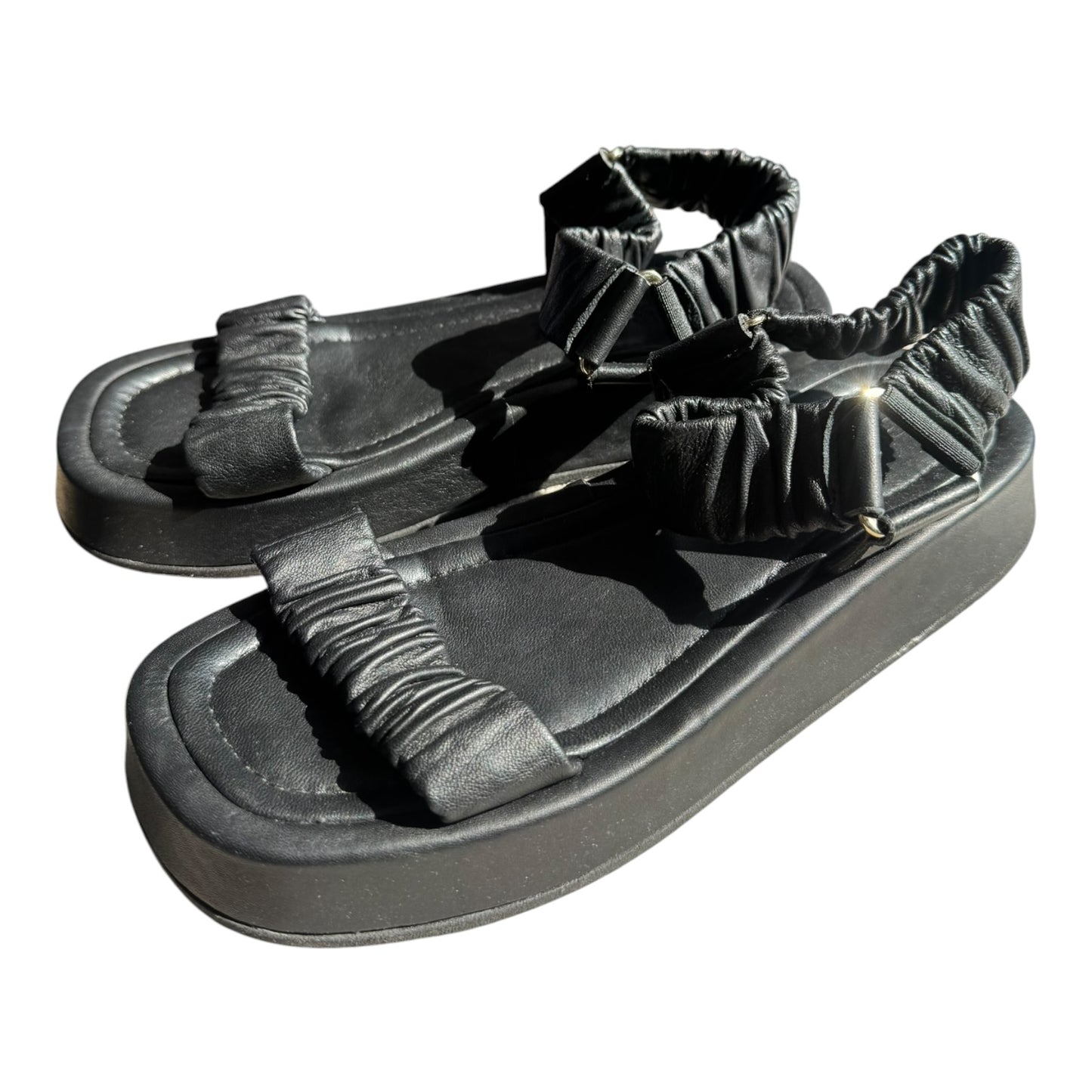 Russell & Bromley Scrunch Up Ruched Flatform Sandals - 38/5