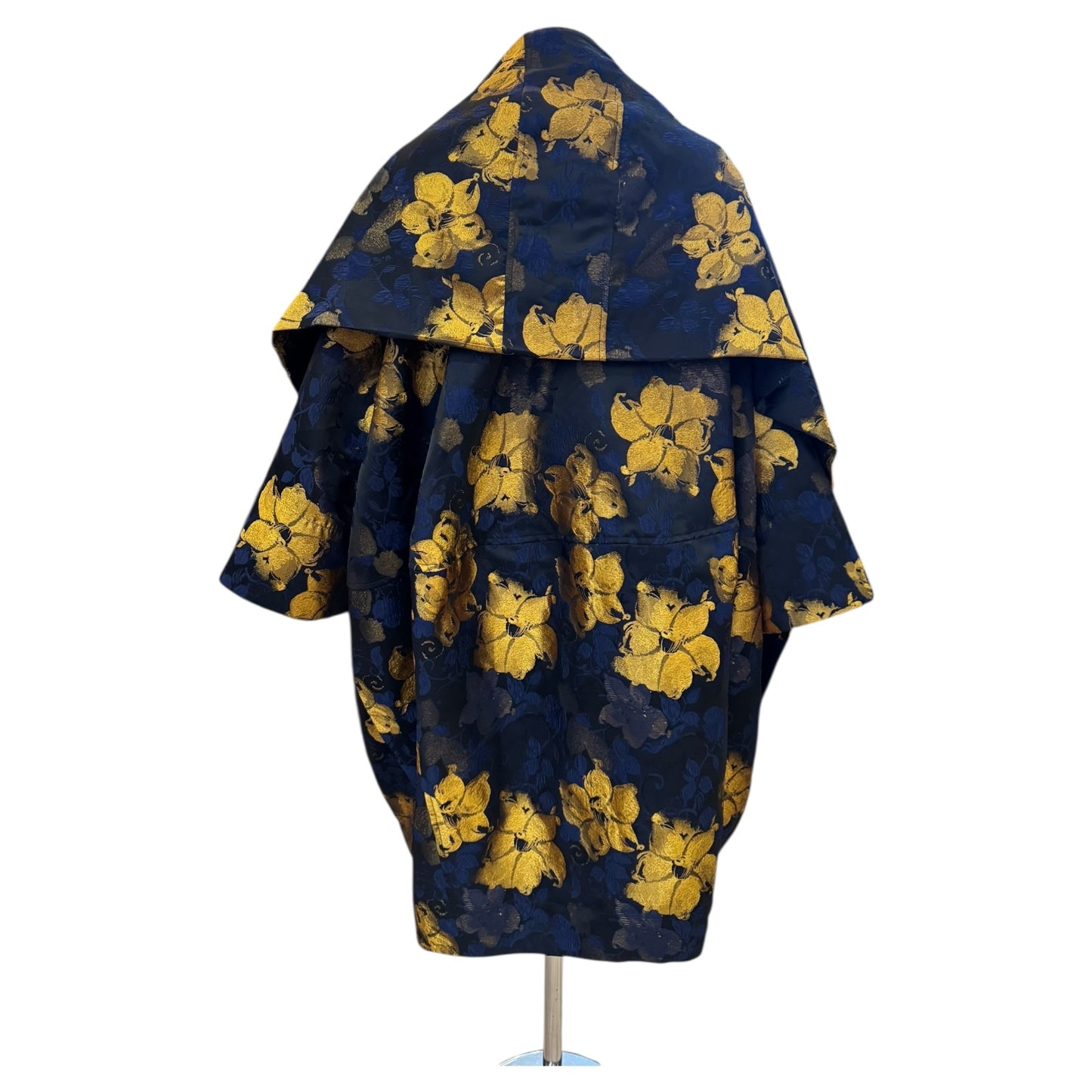 Alembika Exquisite Black Blue & Gold Flower Print Coat - One Size