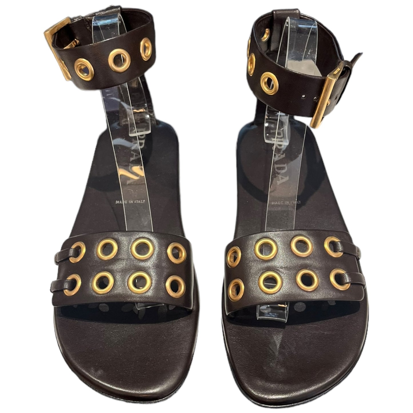 Prada Dark Brown Leather Sandals - 4.5