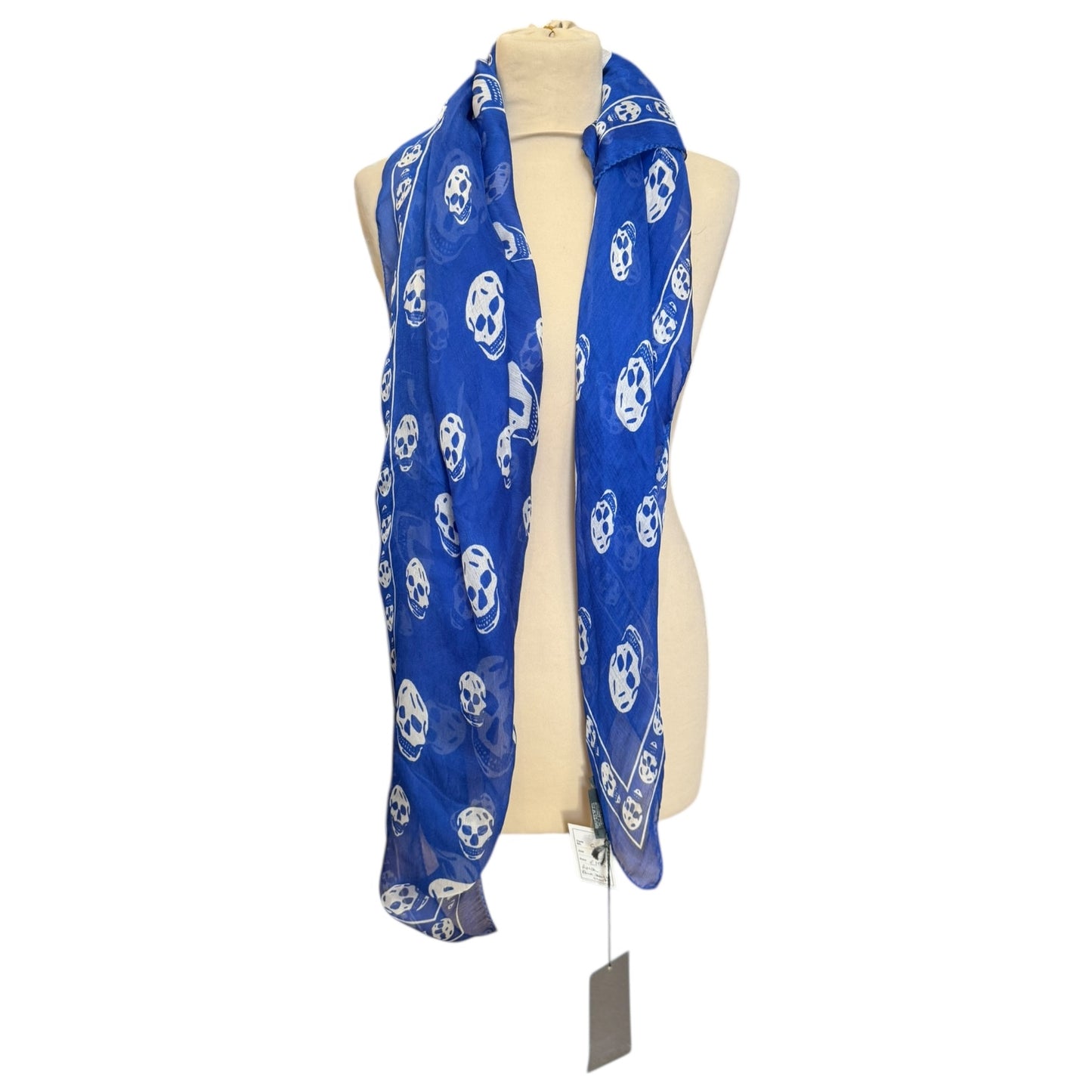 Alexander McQueen Blue and White Silk Scarf - NEW