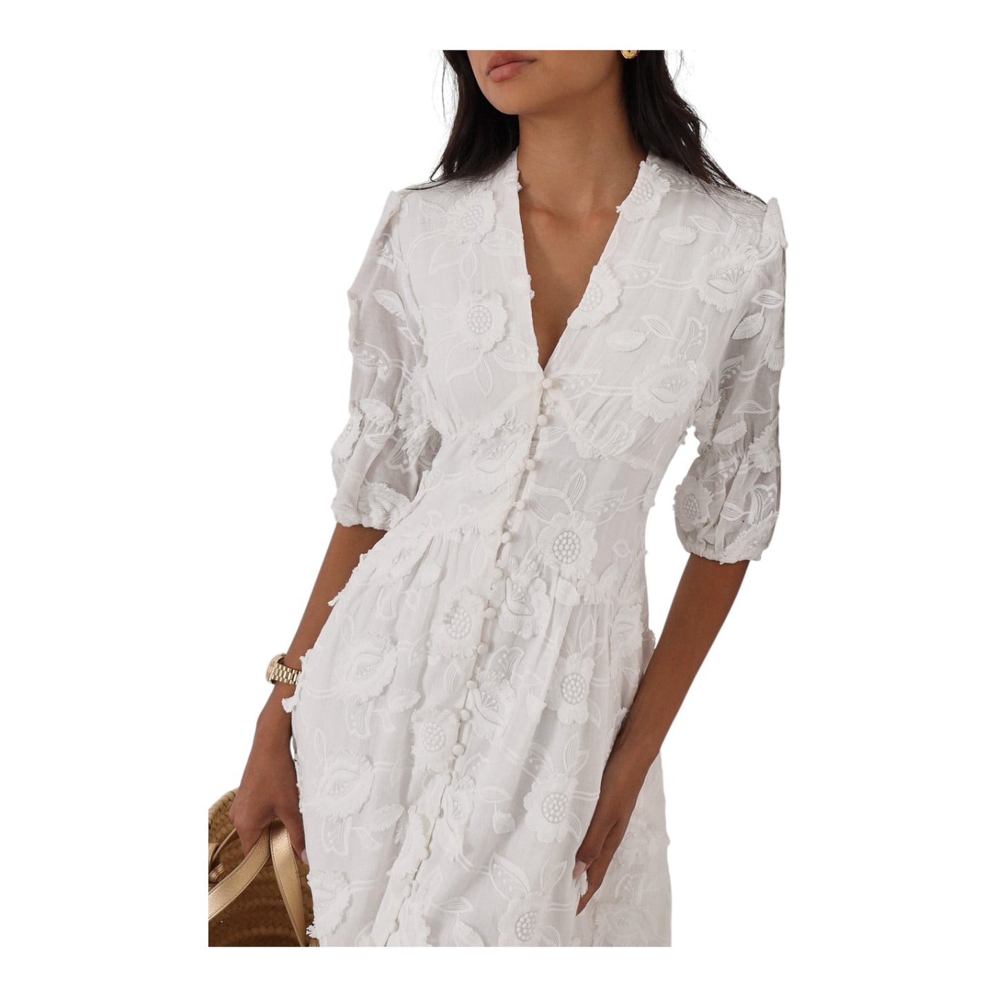 Vita Grace Sierra Embroidered Cotton Summer Day Dress - 8/10