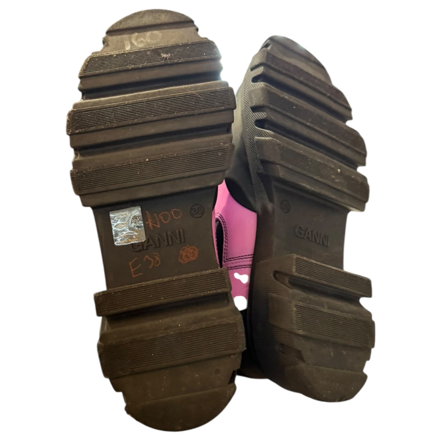 Ganni Combat Boots In Rose-Pink Leather - 38 / 5