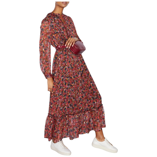 Jigsaw Maroon Wild Flower Dress - 10