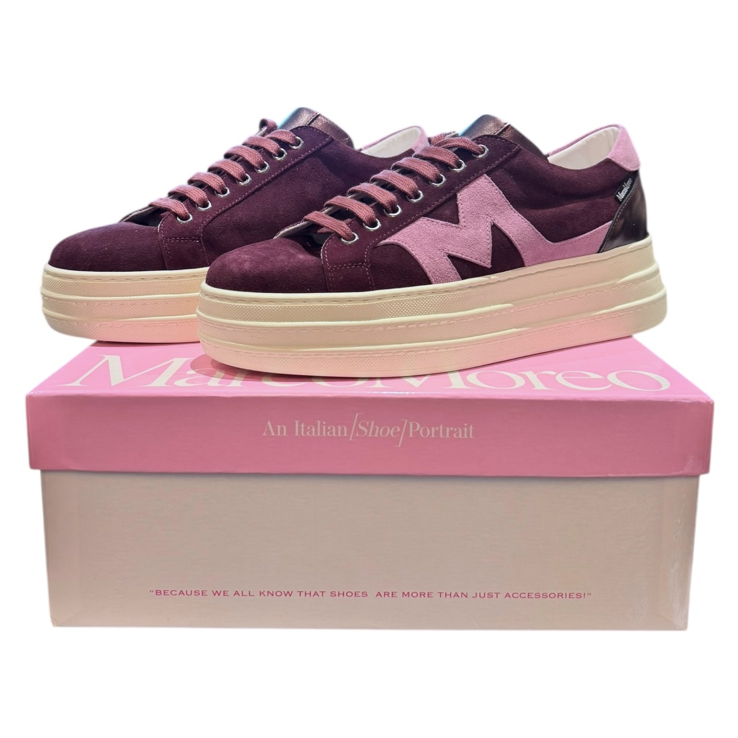 Marco Moreo Madonna Burgundy and Pink Platform Trainers - 40/7 - NEW