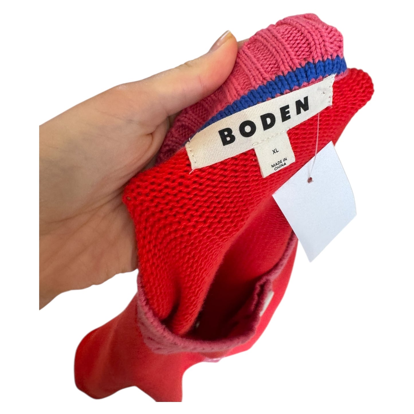 Boden Jemma Red and Pink Chunky Cardigan - 18