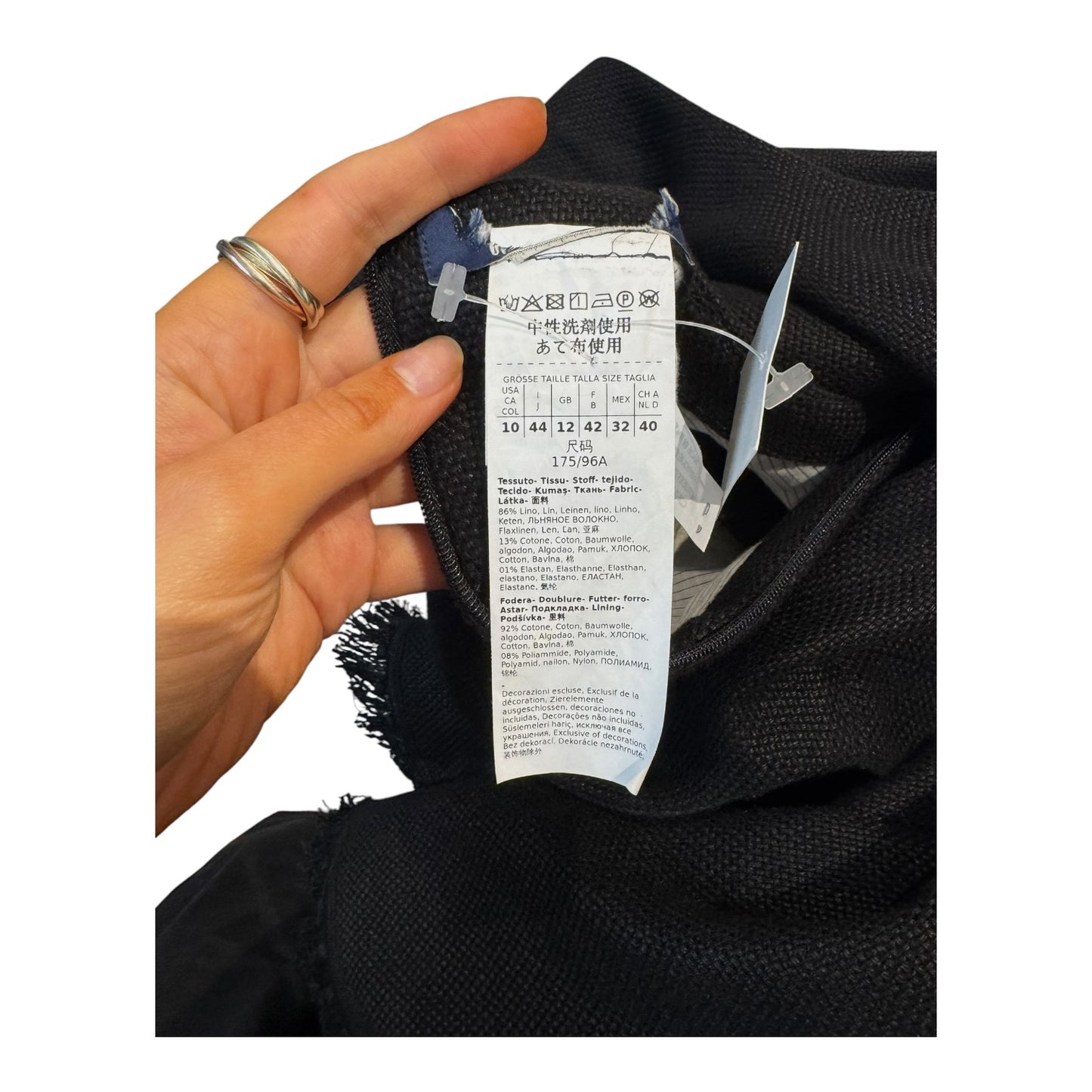 Max Mara Linen Cotton Black Shift Dress - 12