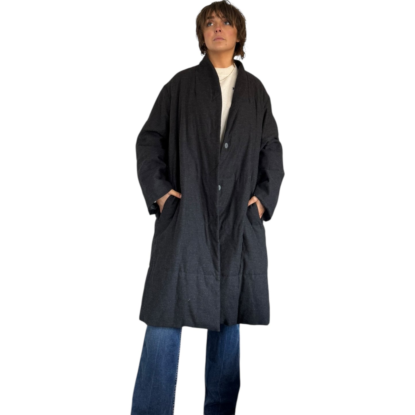 Toast Wool and Cotton Dark Grey Coat - 16/18