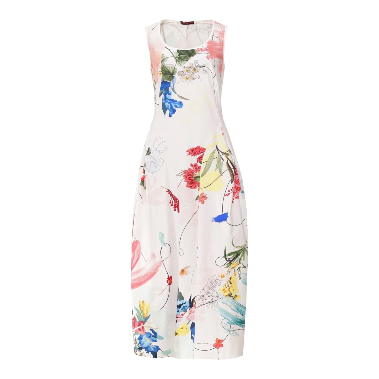 High At Length Floral Sleeveless Midi Dress - 12