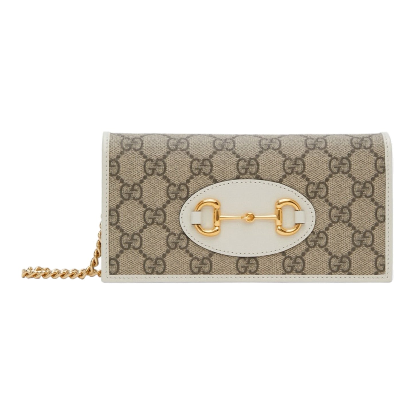 Gucci White 'Gucci 1955' GG Supreme Horsebit Chain Wallet Bag
