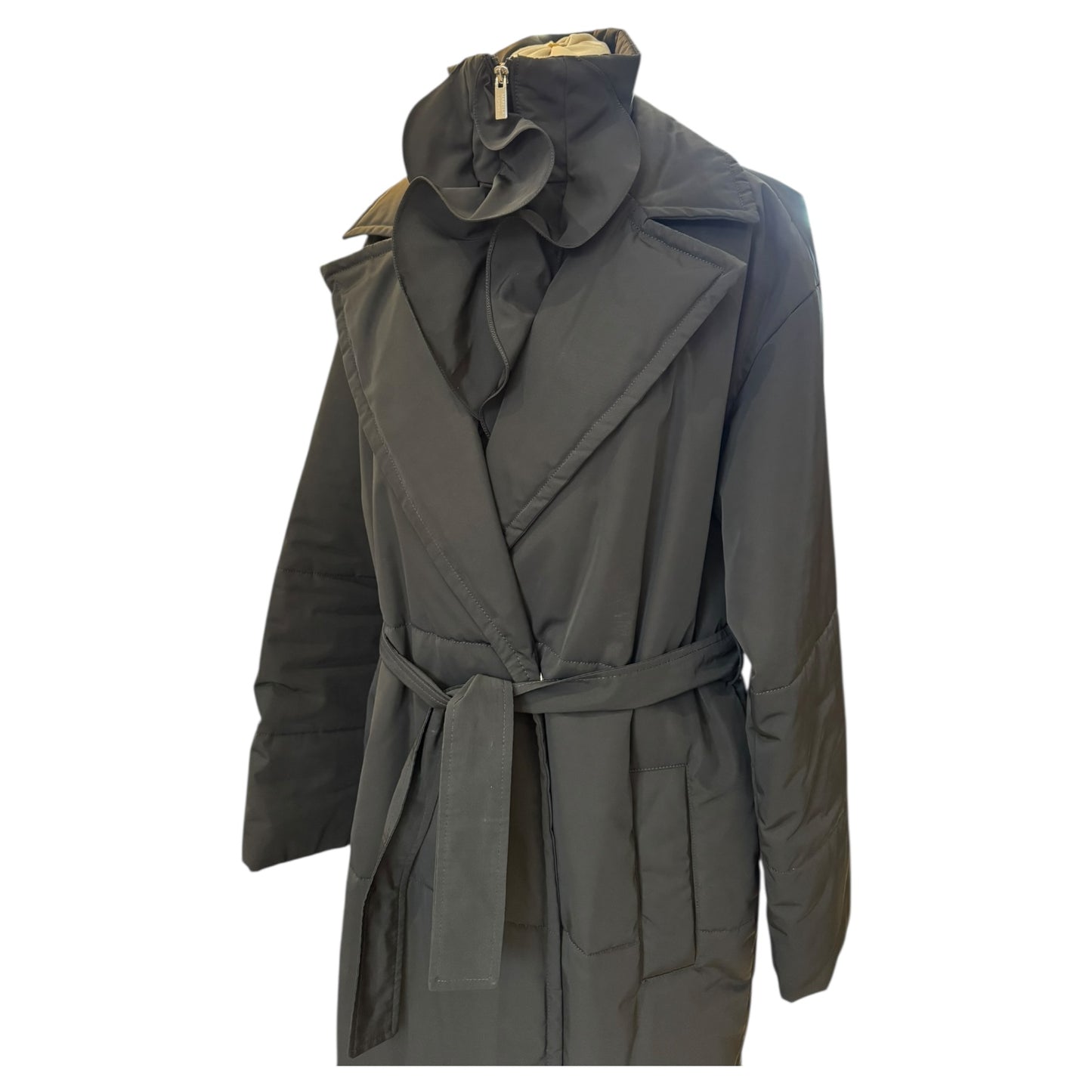 Marella Sport Black Coat with Detachable Ruffle Neck - 16