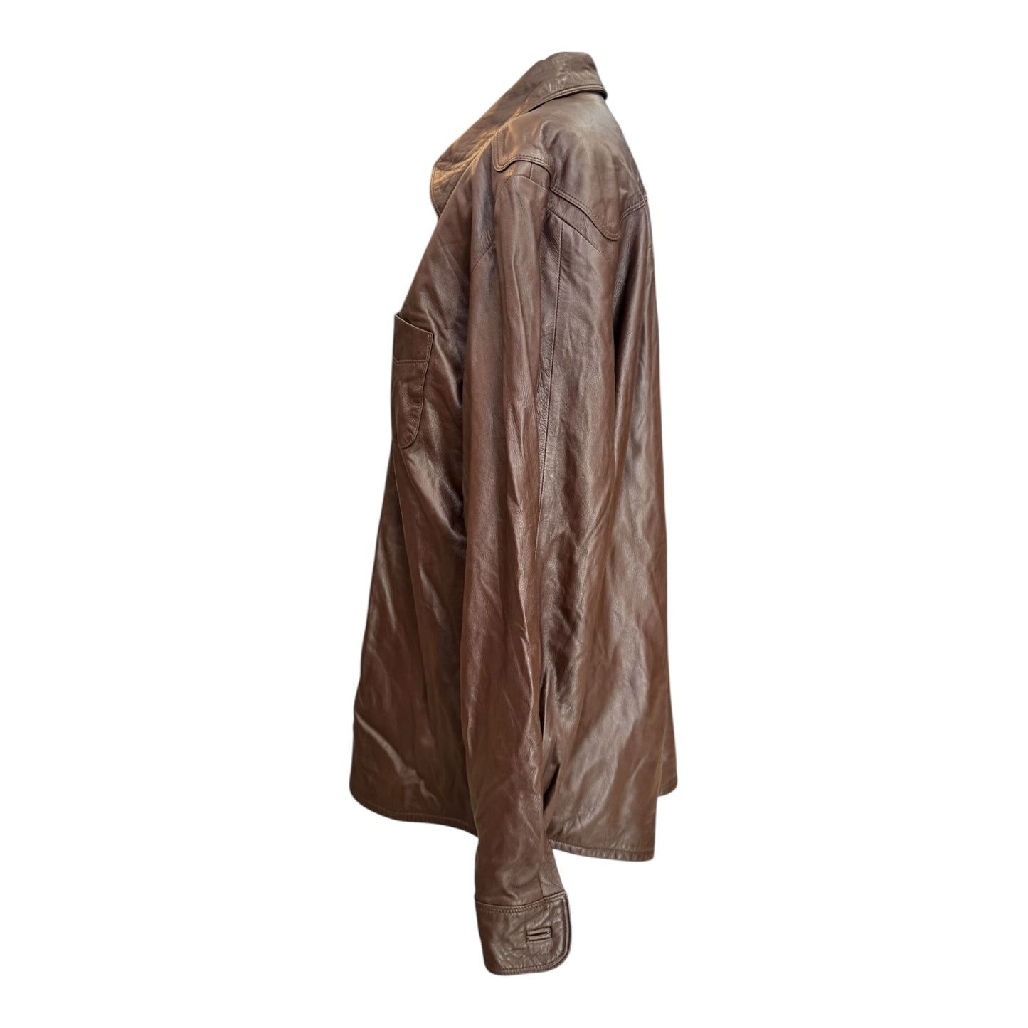 Escada Sport Brown Leather Shirt - 14/16