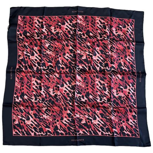 NEW All Saints Red and Black Animal Print Silk Scarf
