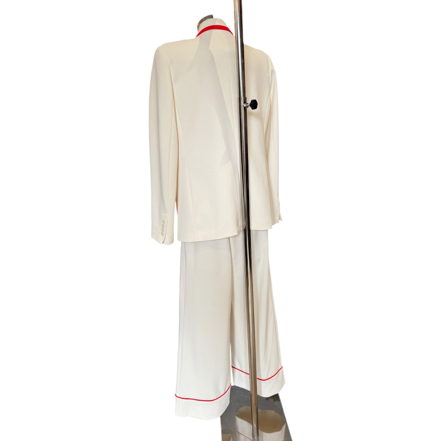 Essentiel Antwerp Off White Red Trim Trouser Suit - 14 - NEW