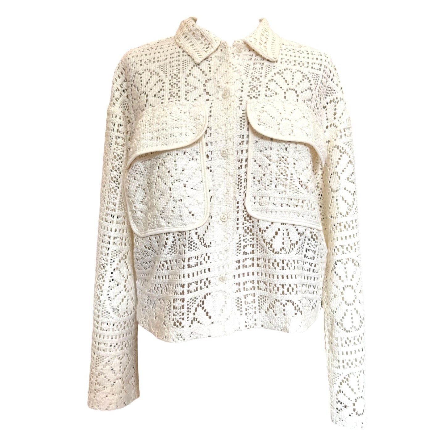 Vila Cream Crochet Patterned Shirt - 16